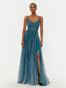 Fracomina Sukienka wieczorowa FQ24WD3006W52901 Niebieski Slim Fit - Sukienki - miniaturka - grafika 1