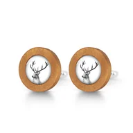 Spinki do mankietów i krawatów - Jeleń - drewniane spinki do mankietów - miniaturka - grafika 1