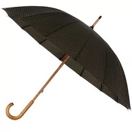 Parasole - Wytrzymały Elegancki Parasol Falcone, 16 Brytów, Drewniana Rączka, Szaro Czarny  W Kratę - miniaturka - grafika 1
