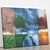 Malowanie po numerach - Cztery pory roku - Malowanie po numerach 50x40 cm - miniaturka - grafika 1