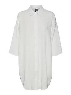 VERO MODA Women's VMNATALI 3/4 Long Overshirt NOOS sukienka, śnieżna biel, L, Snow White, L - Sukienki - miniaturka - grafika 1