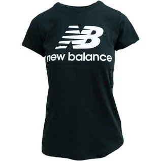 Koszulki i topy damskie - Podkoszulek New Balance Essentials Stacked Logo, Czarny, Kobiety - grafika 1
