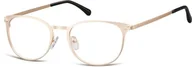 Okulary korekcyjne, oprawki, szkła - Sunoptic Okulary oprawki damskie kocie oczy stalowe 992H złote - miniaturka - grafika 1