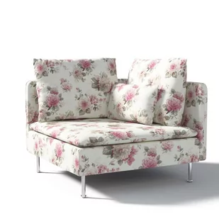 Dekoria pl pl Pokrowiec na sekcję narożną Söderhamn różowo-beżowe róże na kremowym tle 99 x 99 x 83 cm Londres 1008-141-07 - Pokrowce na meble - miniaturka - grafika 1