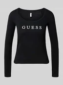 Bluzki damskie - Bluzka z długim rękawem i nadrukiem z logo - miniaturka - grafika 1