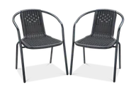 Fotele i krzesła ogrodowe - Zestaw KRZESEŁ Krzesło Ogrodowe SIMPLE Grafit na Taras Metal Komplet 2 szt - miniaturka - grafika 1