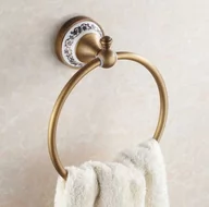 Wieszaki łazienkowe - wieszak na ręczniki łazienkowy retro MENIPE szczotkowany mosiądz - miniaturka - grafika 1