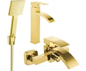 Zestawy baterii łazienkowych - Mexen Libra R45 zestaw wannowy, złoty - 745113R45-50 - miniaturka - grafika 1