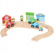 Samochody i pojazdy dla dzieci - Drewniany tor samochodowy Mini Matters 22-elementowy zestaw 993 - miniaturka - grafika 1