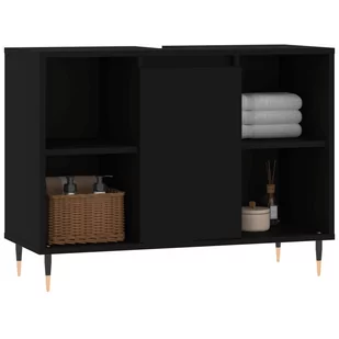 Szafka łazienkowa, czarna, 80x33x60 cm, materiał drewnopochodny Lumarko! - Toaletki - miniaturka - grafika 2