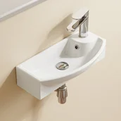 Umywalki - HOROW Umywalka ścienna, umywalka nablatowa, 45.4 x 22.6 x 12.9 cm, z otworem na baterię i przelewem, otwór na baterię po prawej stronie - miniaturka - grafika 1