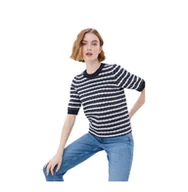 Bluzki damskie - Bluzka damska Tommy Hilfiger Gingham C-nk Swt 1/2 Slv z krótkim rękawem w paski-S - miniaturka - grafika 1