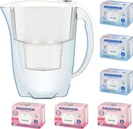 Dzbanki filtrujące - Dzbanek do filtrowania wody Aquaphor Amethyst + 6 wkładów 3+3Mg, biały - miniaturka - grafika 1
