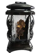 Lampiony i znicze - Znicz szklany duży kapliczka czarna z złotą różą i napisem "Pamiętam" - miniaturka - grafika 1