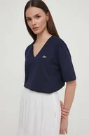 Koszulki i topy damskie - Lacoste t-shirt bawełniany damski kolor granatowy - miniaturka - grafika 1