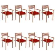 Fotele i krzesła ogrodowe - vidaXL Sztaplowane krzesła ogrodowe z poduszkami, 8 szt., tekowe! 3072621 - miniaturka - grafika 1