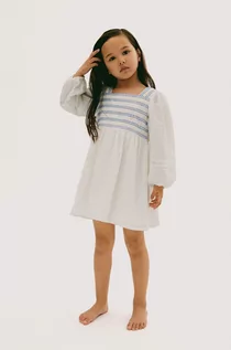 Sukienki - Mango Kids Kids sukienka bawełniana dziecięca kolor biały mini rozkloszowana - grafika 1