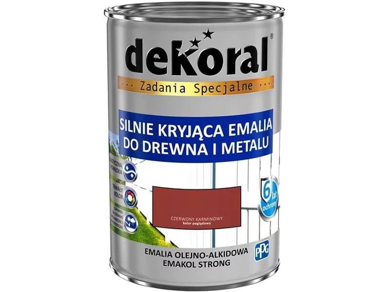 Dekoral Emalia Emakol Strong czerwona mat 0 9 l 371006