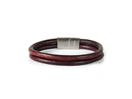 Bransolety męskie - Bransoletka Męska skórzana, rzemień brązowy- ArgentoMen - Pakamera - miniaturka - grafika 1