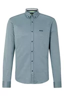 Koszule męskie - BOSS BIADO R Regular -Fit męska koszula z dwukolorowej bawełny, Navy412., S - miniaturka - grafika 1