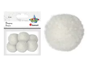 Pompony włóczkowe 3cm białe 6szt - Zabawki kreatywne - miniaturka - grafika 1