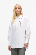 Koszule damskie - Karl Lagerfeld koszula damska kolor biały relaxed z kołnierzykiem klasycznym A4W11014 - miniaturka - grafika 1