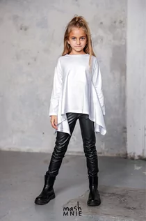 Bluzki dla dziewczynek - Tunika dziewczęca asymetryczna mashMNIE biała - grafika 1