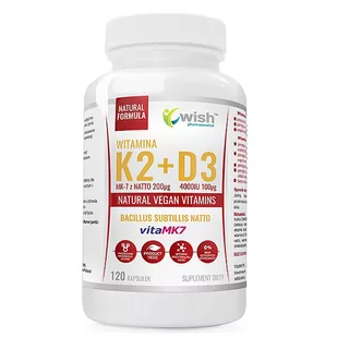 WISH Pharmaceutical Wish Pharmaceutical Vitamin K2 Mk-7 Natto 200mcg + D3 100mcg 120caps - Witaminy i minerały dla sportowców - miniaturka - grafika 1