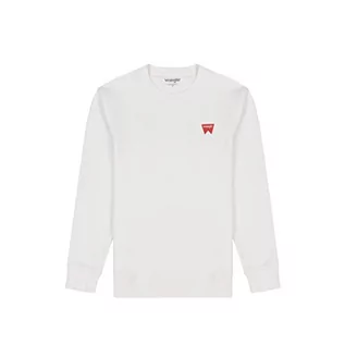 Bluzy męskie - Wrangler Bluza męska Sign Off Crew Sweater, biała (Worn White), rozmiar 4XL, Worn White, 4XL - grafika 1