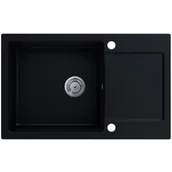 Zlewozmywaki - EOS Zlewozmywak granitowy LOJA czarny mat z ociekaczem - miniaturka - grafika 1