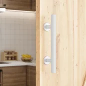 Zawiasy, okucia i inne akcesoria - Klamka do drzwi przesuwnych do stodoły - Nadaje się do bram, garaży, altan ogrodowych, mebli, litej okrągłej stali - 1 sztuka - Biała - miniaturka - grafika 1