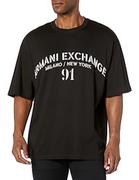 Koszulki męskie - Armani Exchange Męski T-shirt z logo army oversize, czarny biały, M - miniaturka - grafika 1