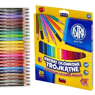 Astra Kredki Ołówkowe Trójkątne Szkolne 24 Sztuki Kolory + Temperówka - Szkolne artykuły papiernicze - miniaturka - grafika 1