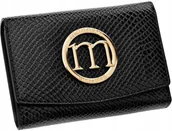 Portfele - Mały Portfel Damski Monnari Z Klapą Ze Wzorem Skóry Elegancki Czarny Lakier - miniaturka - grafika 1