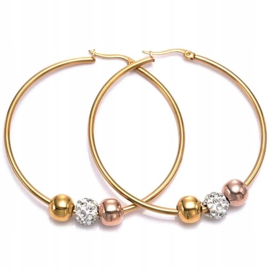 DUŻE ZŁOTE KOLCZYKI KOŁA ANTYALERGICZNE STAL SZLACHETNA CHIRURGICZNA 316L