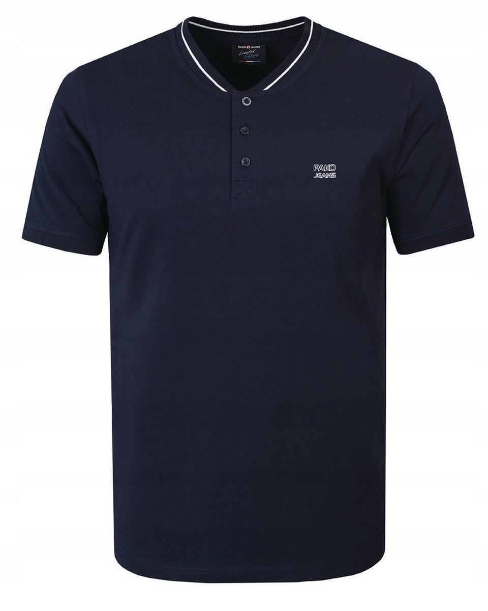 T-SHIRT Męski Koszulka w Serek GRANATOWA Bawełniana TOOL M Pako Jeans