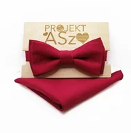 Krawaty i muchy męskie - Muszka / mucha lniana czerwona - miniaturka - grafika 1