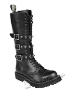 Botki męskie - glany STEEL - BLACK (20-dziurkowe) 3 klamry + suwak-47 - miniaturka - grafika 1