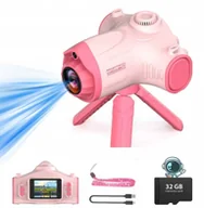 Projektory dla dzieci - Projektor Rzutnik Aparat Kamera 3w1 Dla Dzieci 48mp 1080p Karta 32gb Statyw / Ha92 Różowy - miniaturka - grafika 1