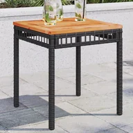 Stoły ogrodowe - Stolik ogrodowy, czarny, 38x38x42 cm, polirattan i akacja Lumarko! - miniaturka - grafika 1