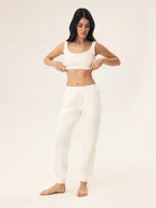 Spodnie damskie - Długie spodnie dresowe Mavere Bloovii kremowy M - miniaturka - grafika 1