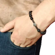Bransolety męskie - MĘSKI RÓŻANIEC na rękę BRANSOLETKA męska ONYKS lawa hematyt /GiovanniDivine - miniaturka - grafika 1
