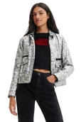 Kurtki damskie - Kurtka damska Desigual Mineapolis z eko skóry srebrna-XS - DESIGUAL - miniaturka - grafika 1