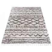 Dywany - Kremowy dywan shaggy w szare szlaczki L7-L84 - miniaturka - grafika 1