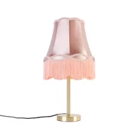 Lampy stojące - QAZQA Klasyczna lampa stołowa mosiężna z abażurem granny różowy 30 cm - Simplo - miniaturka - grafika 1
