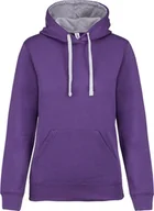 Bluzy damskie - Kariban Damska bluza z kapturem kontrastowa K465 Wielokolorowy fioletowy/szary oxford XXL - miniaturka - grafika 1