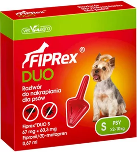 Fiprex DUO Spot-on dla psów - S: 2-10 kg (2 pipety x 0,67 ml) - Artykuły przeciw pasożytom - miniaturka - grafika 1