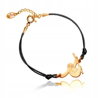 Bransoletki - Bransoletka sznurkowa leniwiec srebrna pozłacana - miniaturka - grafika 1