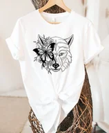 Koszulki i topy damskie - DAMSKIE T-shirt BOHO KOSZULKA z wilkiem - miniaturka - grafika 1