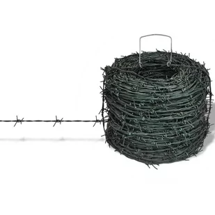 vidaXL vidaXL Drut kolczasty zielony, 100 m - Łańcuchy i liny stalowe - miniaturka - grafika 1